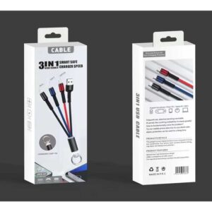 3in1 Braided USB Data Cable With Keyring & LED Light