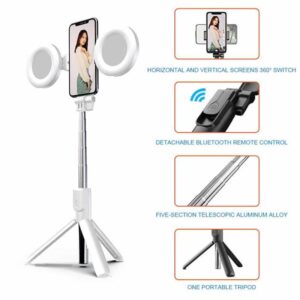 Extendable Selfie Stick Tripod Dual Lights Remote Control