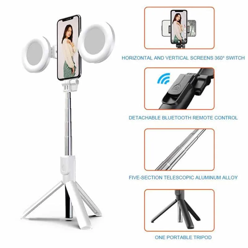 tripodselfie-copy Extendable Selfie Stick Tripod Dual Lights Remote Control