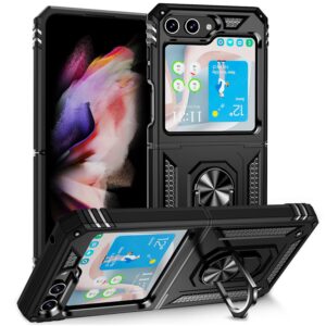 For Samsung Galaxy Z Flip5 Hybrid Dual-Layer Armor Case With Magnetic Ring Stand