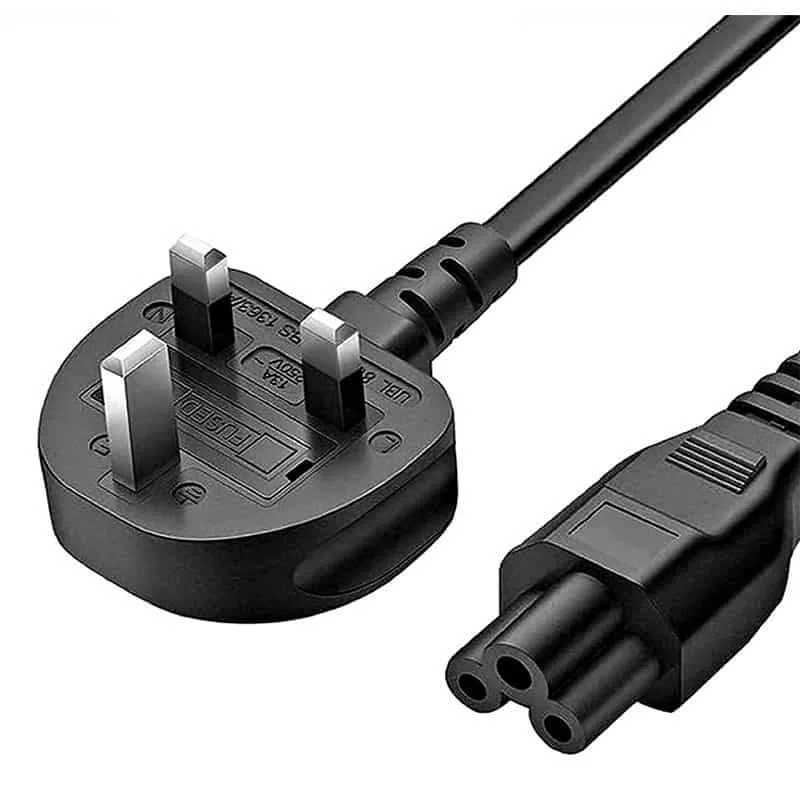 UK Plug to C5 Clover Leaf Power Cable Mains Lead