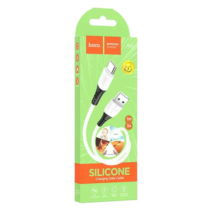 Hoco Silicone 3.0A USB-C Fast Charge / Sync Cable - White - Image 2