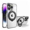 For iPhone 15 All Models Electro Plated Magnetic Charging Ring Stand PC TPU Case