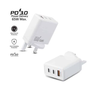 ANG 65W GaN PD Turbo USB-C 3 Pin Wall Charger Adapter