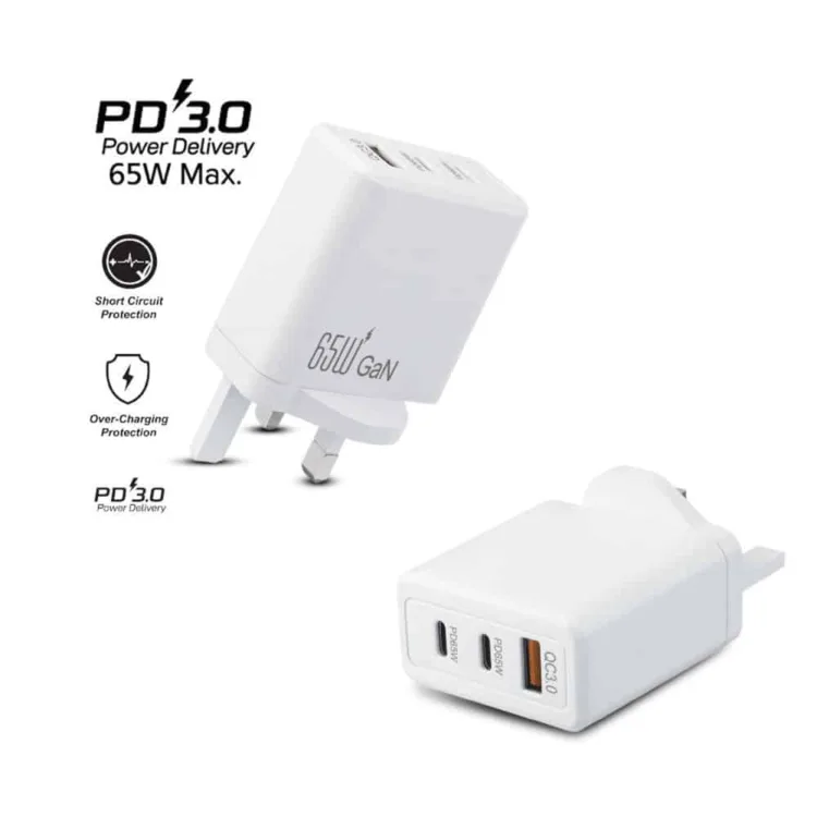 ANG 65W GaN PD Turbo USB-C 3 Pin Wall Charger Adapter