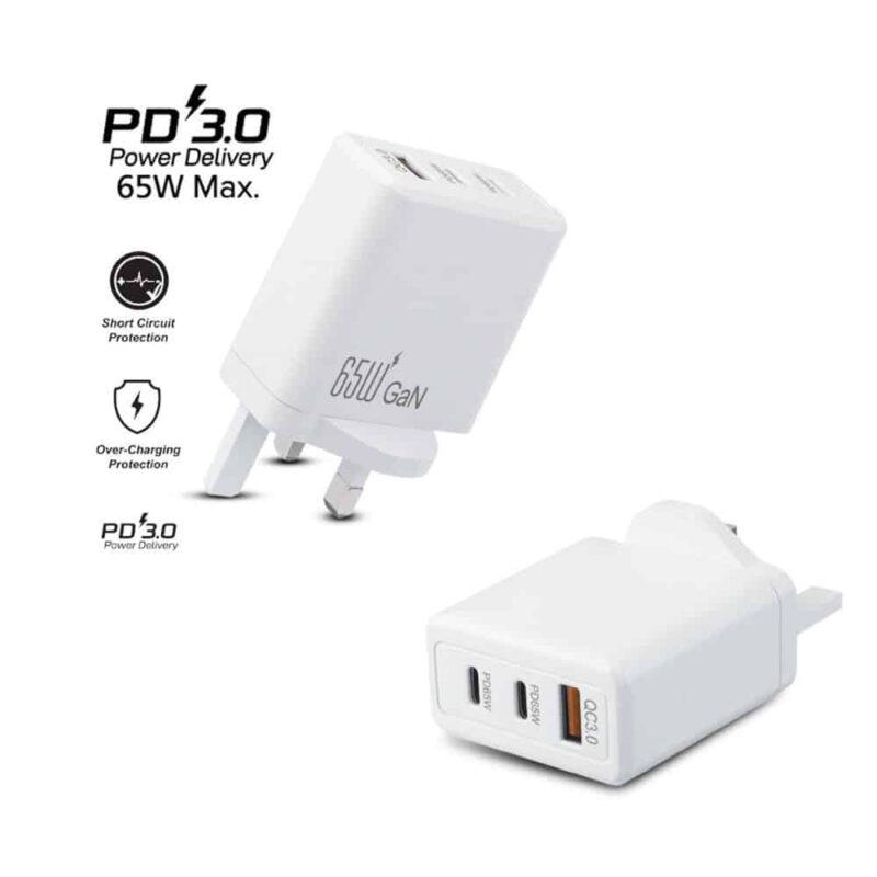 ANG 65W GaN PD Turbo USB-C 3 Pin Wall Charger Adapter