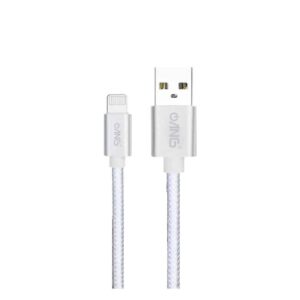 ANG Nylon Braided Lightning 2M 2.0A USB Fast Charge / Sync Cable - Silver