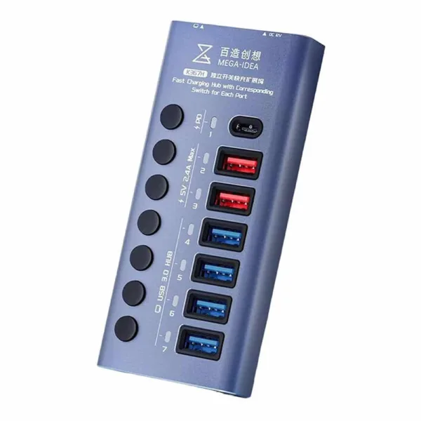 Qianli Mega-Idea K367H 7-Ports Quick Charging Station Hub