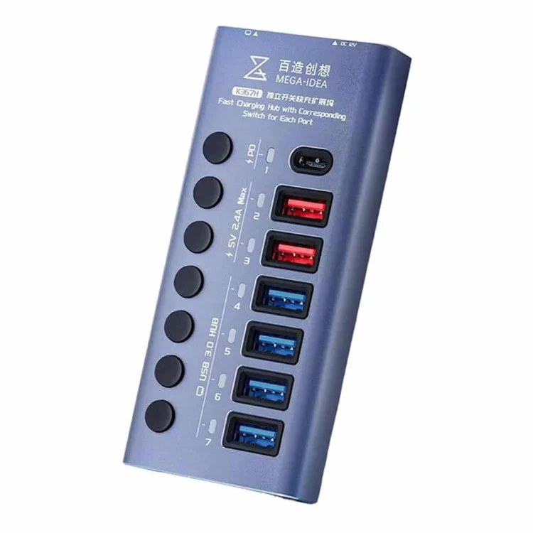 Qianli Mega-Idea K367H 7-Ports Quick Charging Station Hub