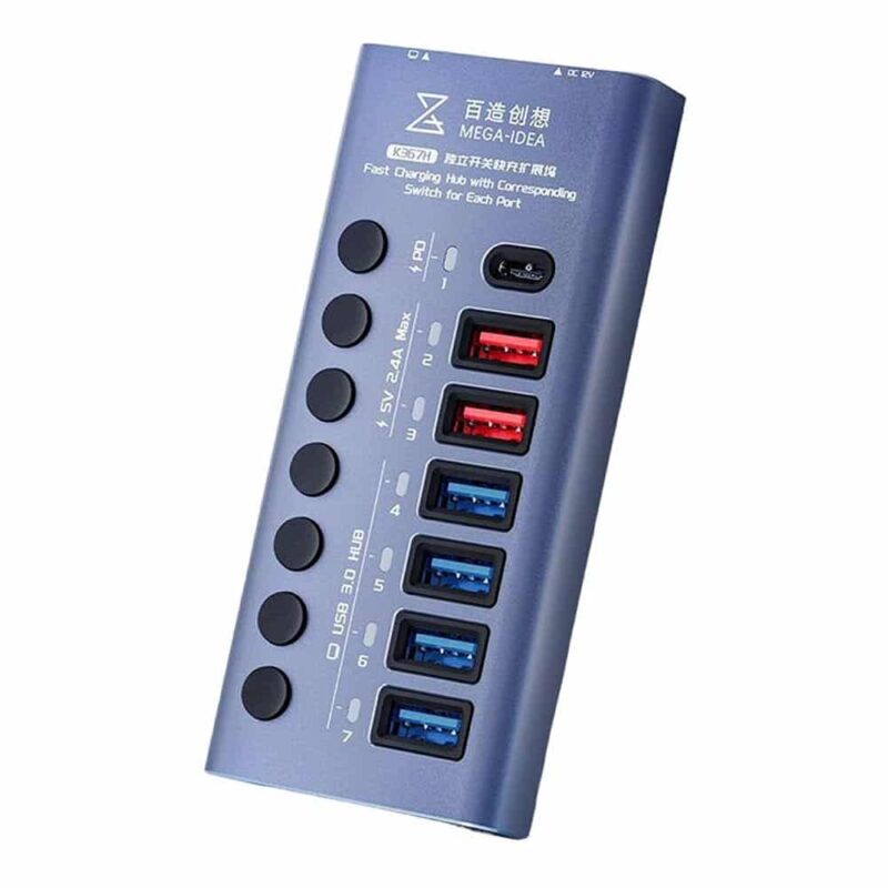 Qianli Mega-Idea K367H 7-Ports Quick Charging Station Hub