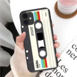 For iPhone 15 All Models Black TPU Case With Retro Cassette Print - Image 2