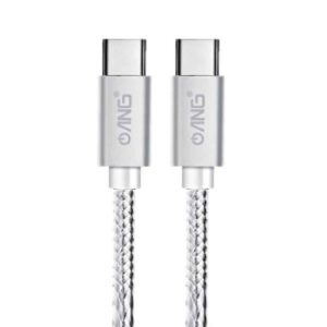 ANG Nylon Braided USB-C 1M PD 60W USB Fast Charge / Sync Cable - Silver
