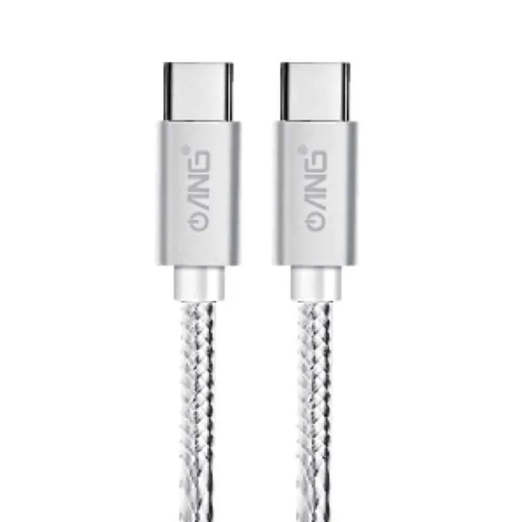 ANG Nylon Braided USB-C 1M PD 60W USB Fast Charge / Sync Cable - Silver