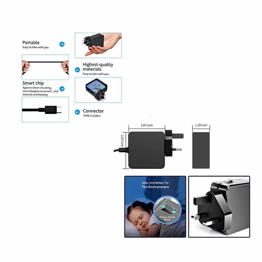 ANG USB-C 65W PD PC Power Adapter For Laptop, Macbook, Phone, Console - Image 2