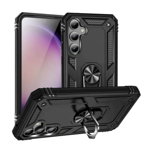 For Samsung Galaxy S23 FE Hybrid Dual-Layer Armour Case With Magnetic Ring Stand - Black