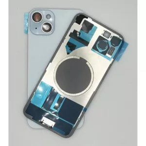 For iPhone 15 Plus Rear Back Glass Battery Cover With Frame & Magnets – Blue