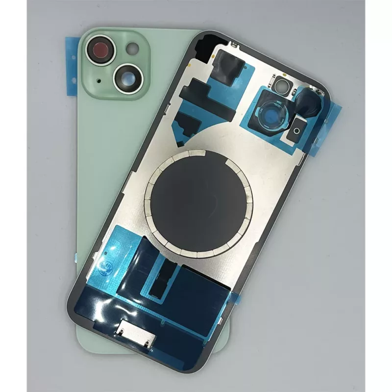 For iPhone 15 Plus Rear Back Glass Battery Cover With Frame & Magnets – Green
