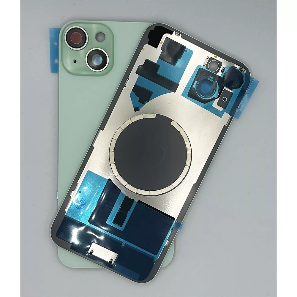 For iPhone 15 Plus Rear Back Glass Battery Cover With Frame & Magnets – Green