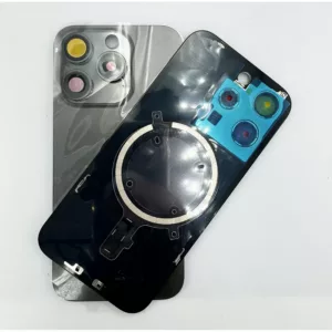 For iPhone 15 Pro Rear Back Glass Battery Cover With Frame & Magnets – Black