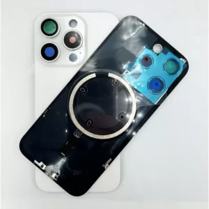 For iPhone 15 Pro Rear Back Glass Battery Cover With Frame & Magnets – White
