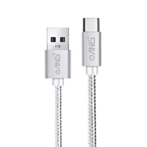 ANG Nylon Braided USB-C 1M 3.0A USB Fast Charge / Sync Cable - Silver