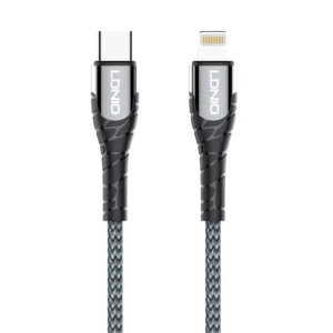 LDNIO 1 Metre 1M Nylon Braided 30W PD USB-C To Lightning Fast Charge / Sync Cable - Grey
