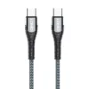LDNIO 2 Metre 2M Nylon Braided 65W PD USB-C To USB-C Fast Charge / Sync Cable - Grey