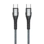 LDNIO 2 Metre 2M Nylon Braided 65W PD USB-C To USB-C Fast Charge / Sync Cable - Grey