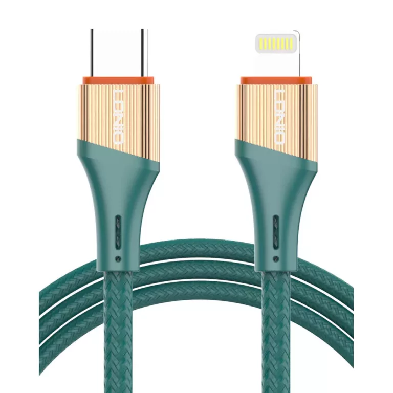 LDNIO 1 Metre 1M Nylon Braided 30W PD USB-C To Lightning Fast Charge / Sync Cable - Green