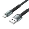 LDNIO 1 Metre 1M Toughness Nylon Braided 2.4A USB To USB-C Fast Charge / Sync Cable - Grey