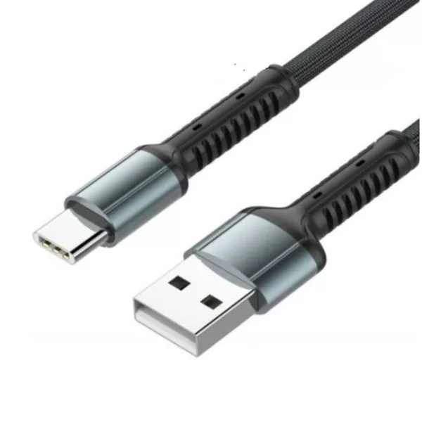 LDNIO 1 Metre 1M Toughness Nylon Braided 2.4A USB To USB-C Fast Charge / Sync Cable - Grey