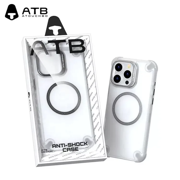 For iPhone ATB Design Anti-Shock MagSafe Magnetic Charging Case - Black
