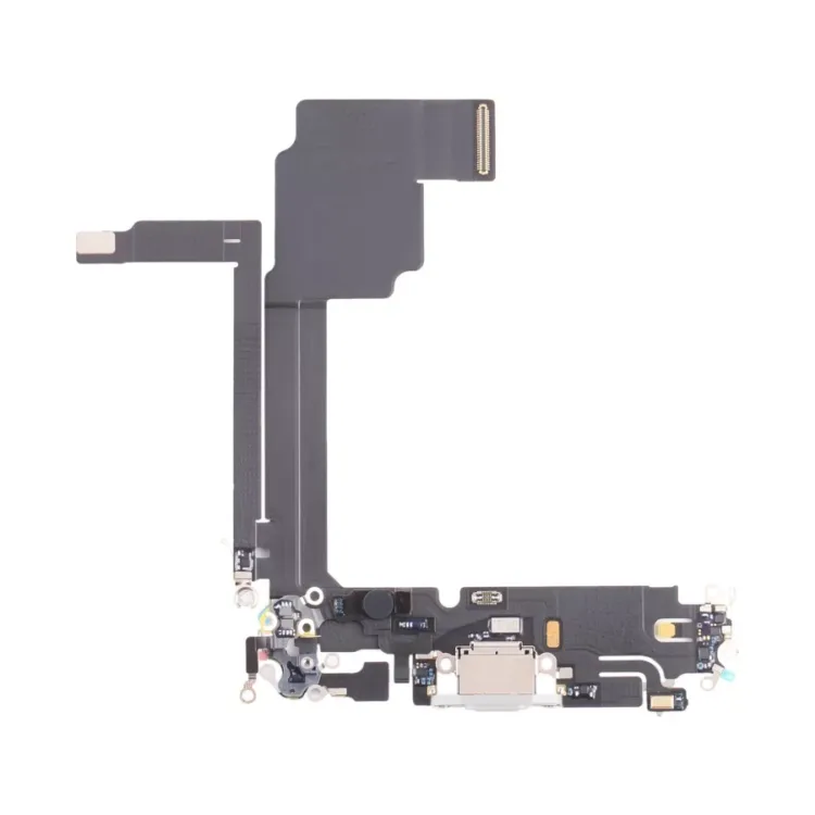 For iPhone 15 Pro Max Charging Port Dock Connector Flex Cable & Microphones - White
