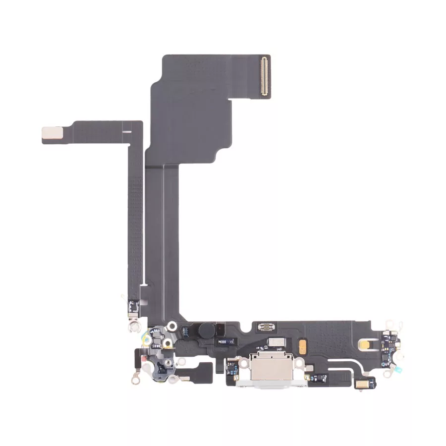 For iPhone 15 Pro Max Charging Port Dock Connector Flex Cable & Microphones - White