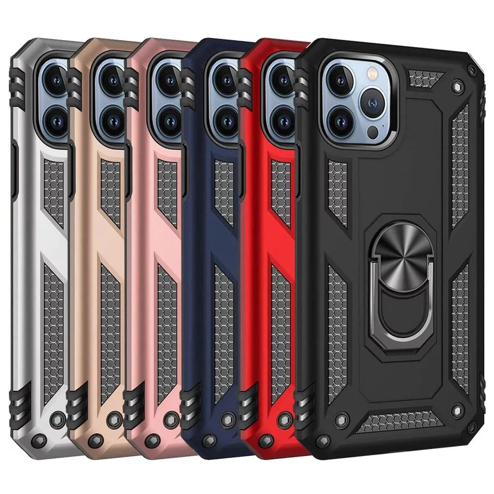 For All iPhone 16 Series Hybrid Dual-Layer Armour Case With Magnetic Ring Stand - Image 1