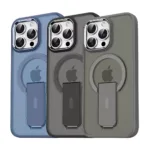 For iPhone 4m Drop Protection MagSafe Magnetic Charging Transparent Case With Stand