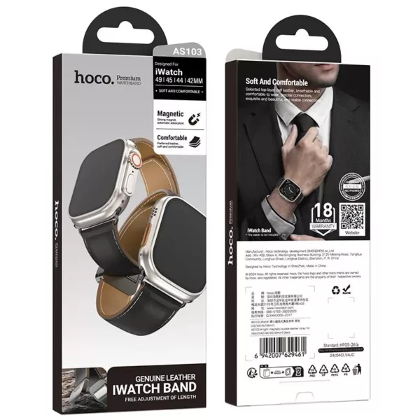 Hoco AS103 Leather Premium Band With Magnetic Buckle For Apple Watch