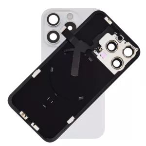 For iPhone 15 Pro Max Rear Back Glass Battery Cover With NFC Flex, Frame & Magnets – White