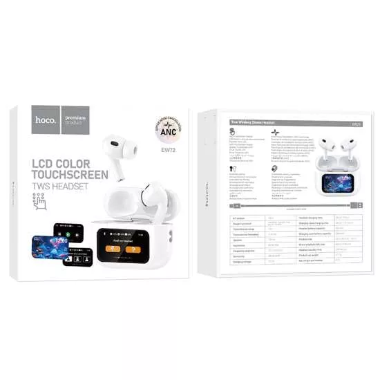 Hoco EW72 LCD Color Touchscreen ANC TWS Headset Earphones - Image 2