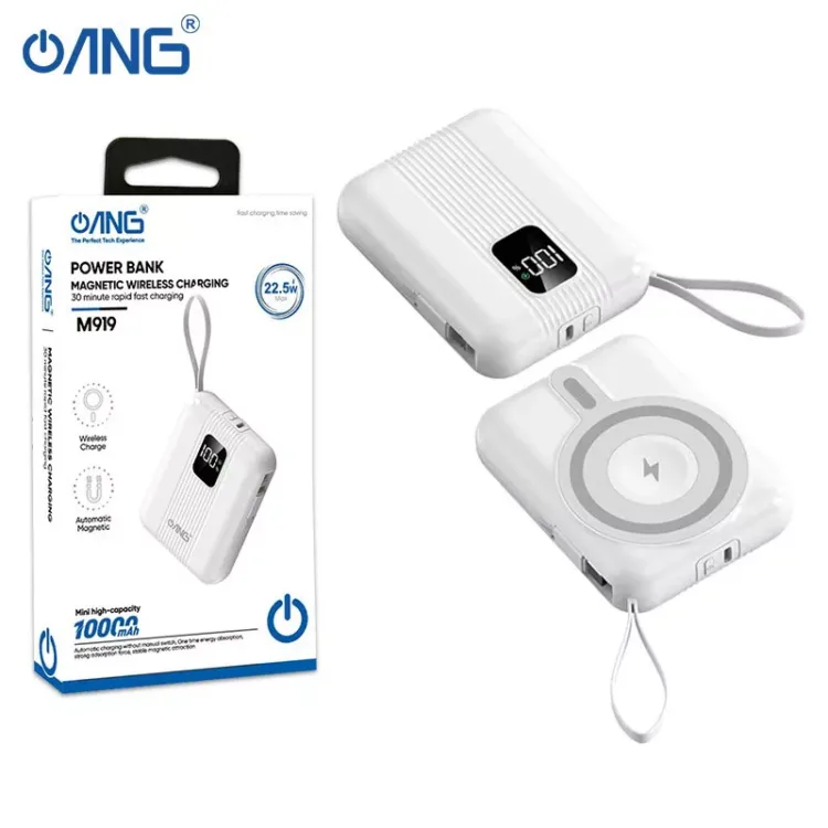 ANG Magnetic Wireless Charging Built-In Cables 10000mAh Power Bank