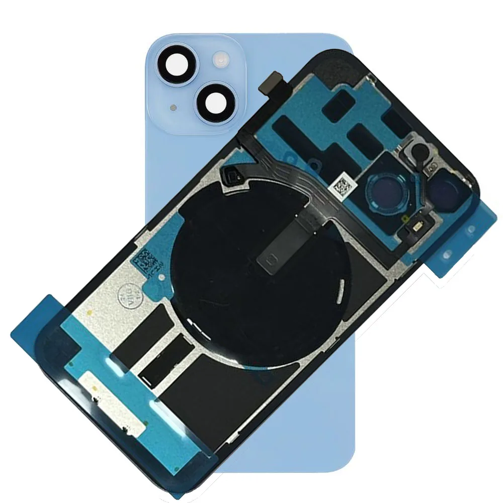 For iPhone 14 Rear Back Glass Battery Cover With NFC Flex, Frame & Magnets – Blue