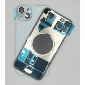 For iPhone 15 Plus Rear Back Glass Battery Cover With Frame & Magnets – Blue