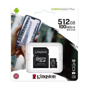 Kingston Micro SD SDHC Memory Card Class 10 512GB 100 MB/S Canvas Select Plus