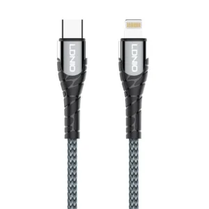 LDNIO 2 Metre 2M Nylon Braided 30W PD USB-C To Lightning Fast Charge / Sync Cable - Grey
