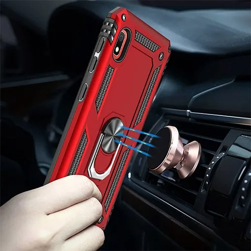 Samsung Galaxy A40 Hybrid Dual-Layer Armor Case With Magnetic Ring Stand - Image 2