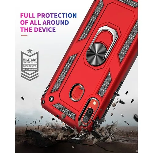 Samsung Galaxy A40 Hybrid Dual-Layer Armor Case With Magnetic Ring Stand - Image 1