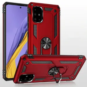 Samsung A715 Galaxy A71 Hybrid Dual-Layer Armour Case With Magnetic Ring Stand