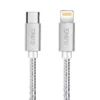 ANG Nylon Braided USB-C Lightning 1M PD 20W USB Fast Charge / Sync Cable - Silver