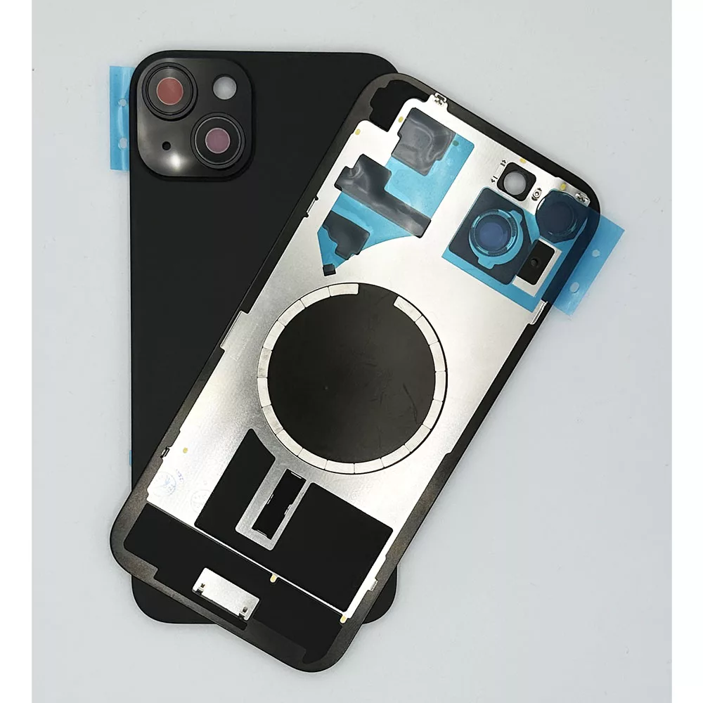 For iPhone 15 Plus Rear Back Glass Battery Cover With Frame & Magnets – Black - Image 1