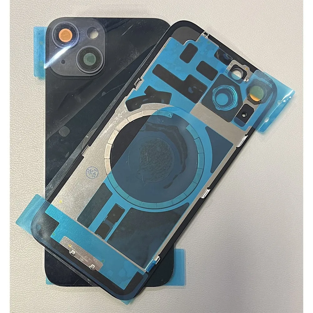 iphone14black-copy.jpg For iPhone 14 Rear Back Glass Battery Cover With Frame & Magnets – Black - Image 1
